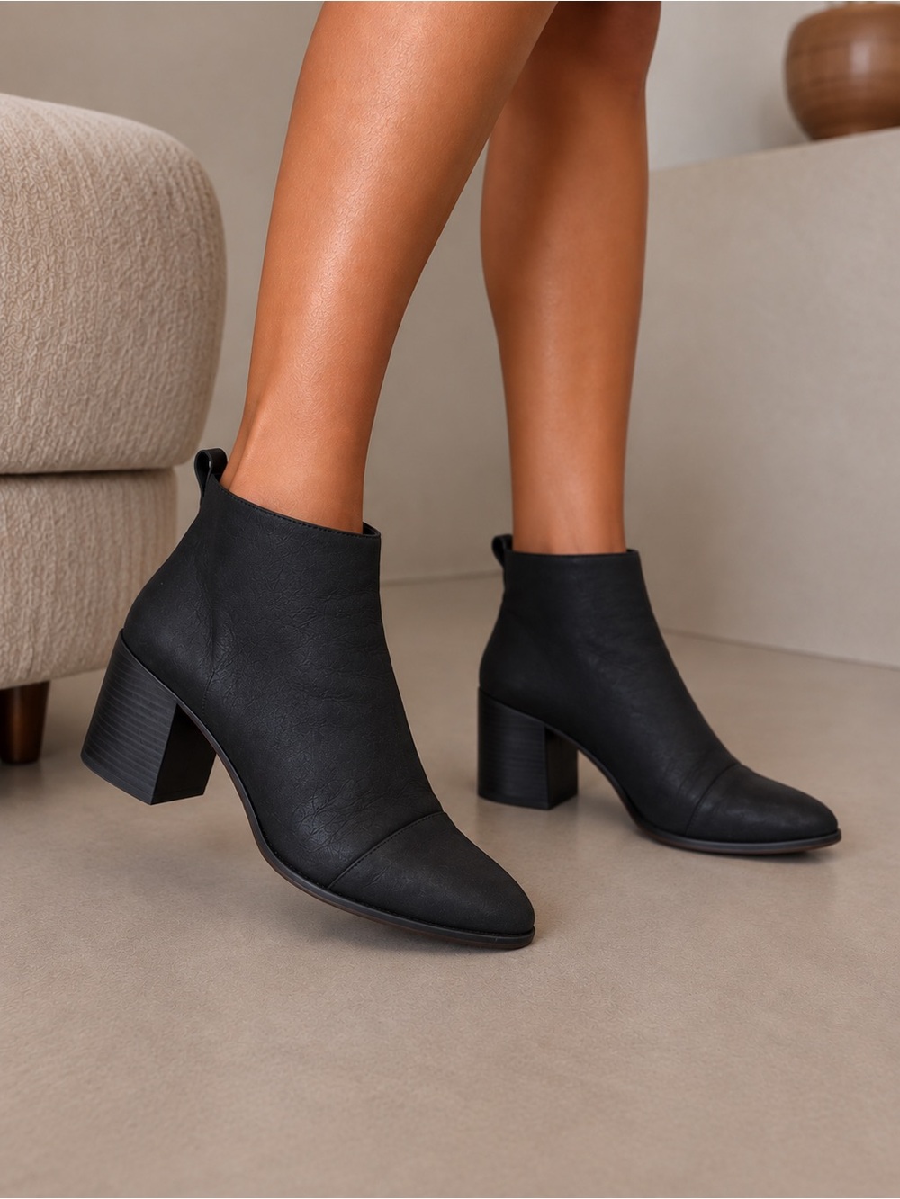 Vince Camuto Kathrina black leather ankle boots